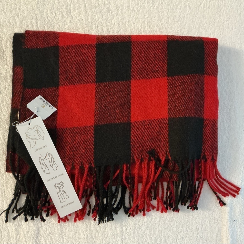 Red and Black Plaid Scarf